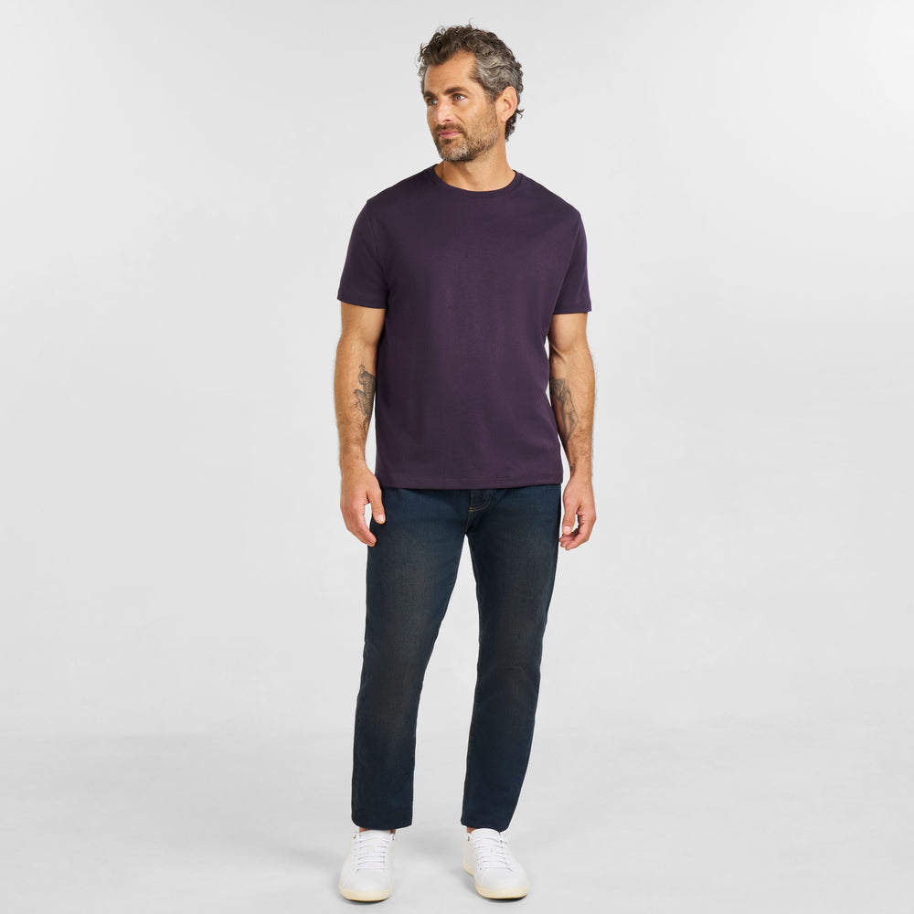 Ash & Erie Plum Luxury Soft Touch Crew Neck T-Shirt for Short Men   Short Sleeve Premium Tee