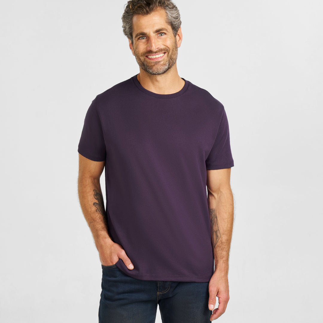Ash & Erie Plum Luxury Soft Touch Crew Neck T-Shirt for Short Men   Short Sleeve Premium Tee