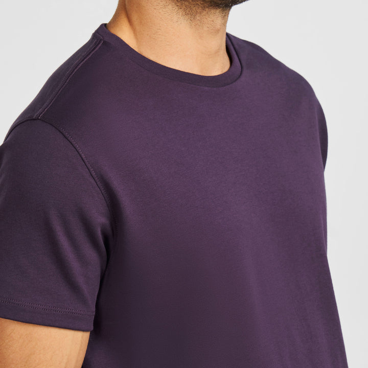 Ash & Erie Plum Luxury Soft Touch Crew Neck T-Shirt for Short Men   Short Sleeve Premium Tee