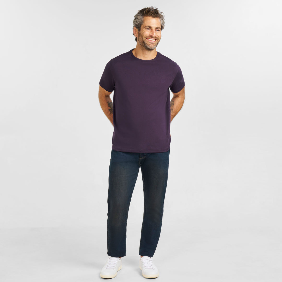 Ash & Erie Plum Luxury Soft Touch Crew Neck T-Shirt for Short Men   Short Sleeve Premium Tee