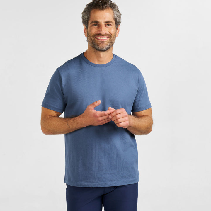 Ash & Erie Slate Pima Cotton Crew Neck T-Shirt for Short Men   Short Sleeve Premium Tee