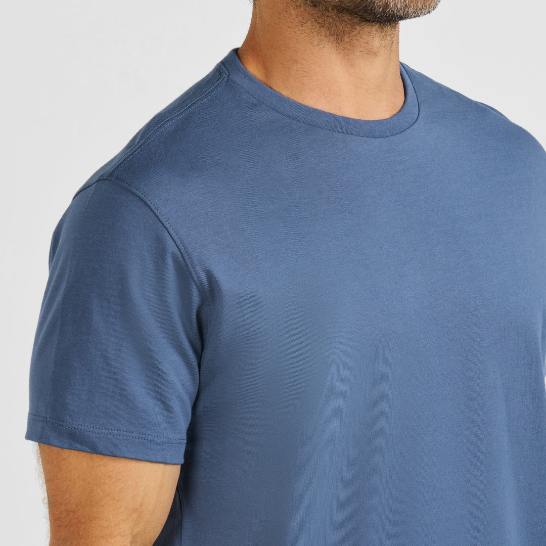 Ash & Erie Slate Pima Cotton Crew Neck T-Shirt for Short Men   Short Sleeve Premium Tee