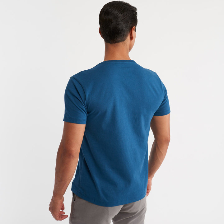 Ash & Erie Tidal Blue Pima Cotton Crew Neck T-Shirt for Short Men   Short Sleeve Premium Tee