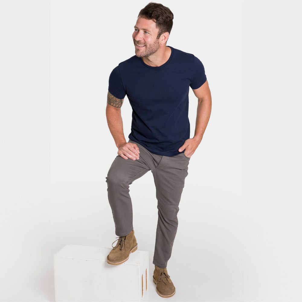 Ash & Erie True Navy Pima Cotton Crew Neck T-Shirt for Short Men   Short Sleeve Premium Tee