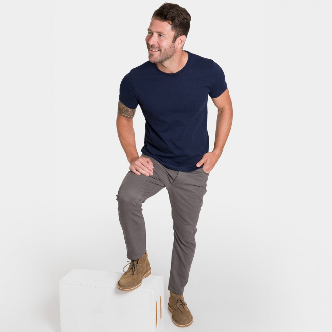 Ash & Erie True Navy Pima Cotton Crew Neck T-Shirt for Short Men   Short Sleeve Premium Tee