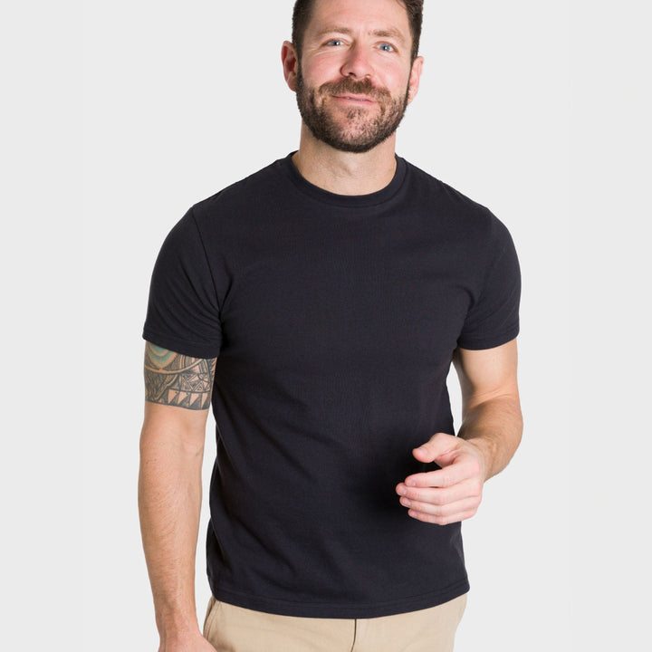 Ash & Erie Black Crew Neck T-Shirt for Short Men   Short Sleeve Tee