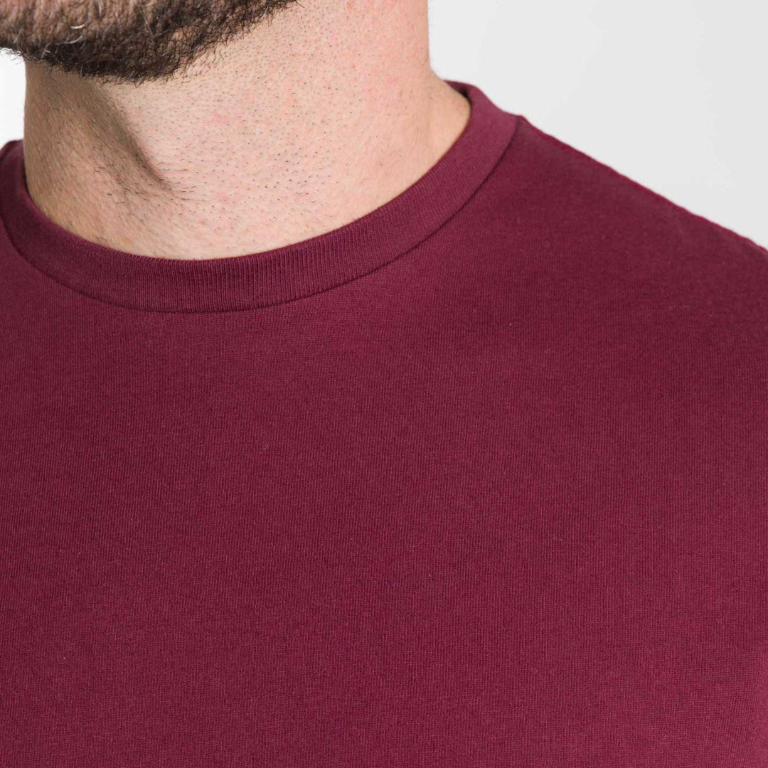 Ash & Erie Burgundy Crew Neck T-Shirt for Short Men   Short Sleeve Tee