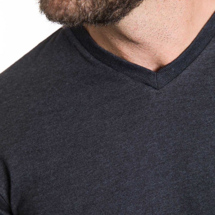Ash & Erie Heather Black V-Neck T-Shirt for Short Men   Short Sleeve Tee