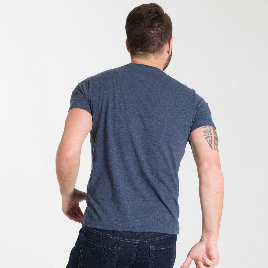 Ash & Erie Heather Dark Navy Neck T-Shirt for Short Men   Short Sleeve Tee