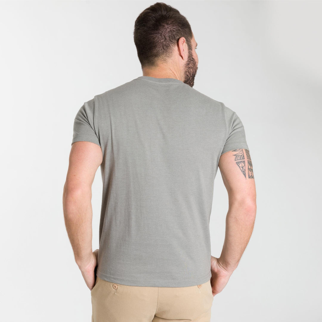 Ash & Erie Heather Light Grey Neck T-Shirt for Short Men   Short Sleeve Tee