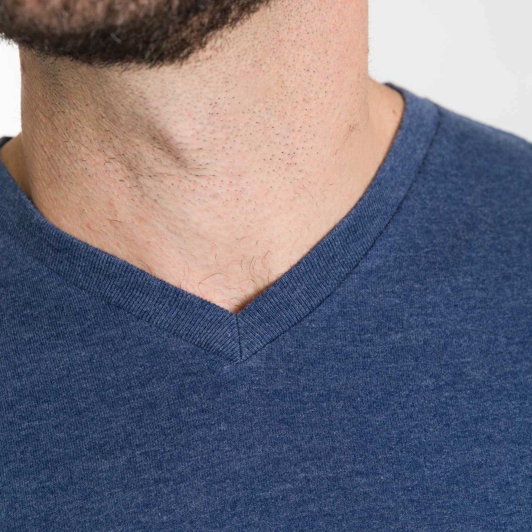 Ash & Erie Heather Navy V-Neck T-Shirt for Short Men   Short Sleeve Tee