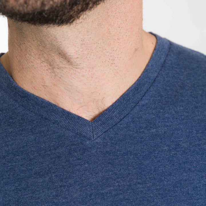 Ash & Erie Heather Navy V-Neck T-Shirt for Short Men   Short Sleeve Tee