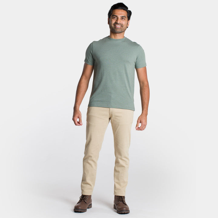 Ash & Erie Heather Sage Crew Neck T-Shirt for Short Men   Short Sleeve Tee