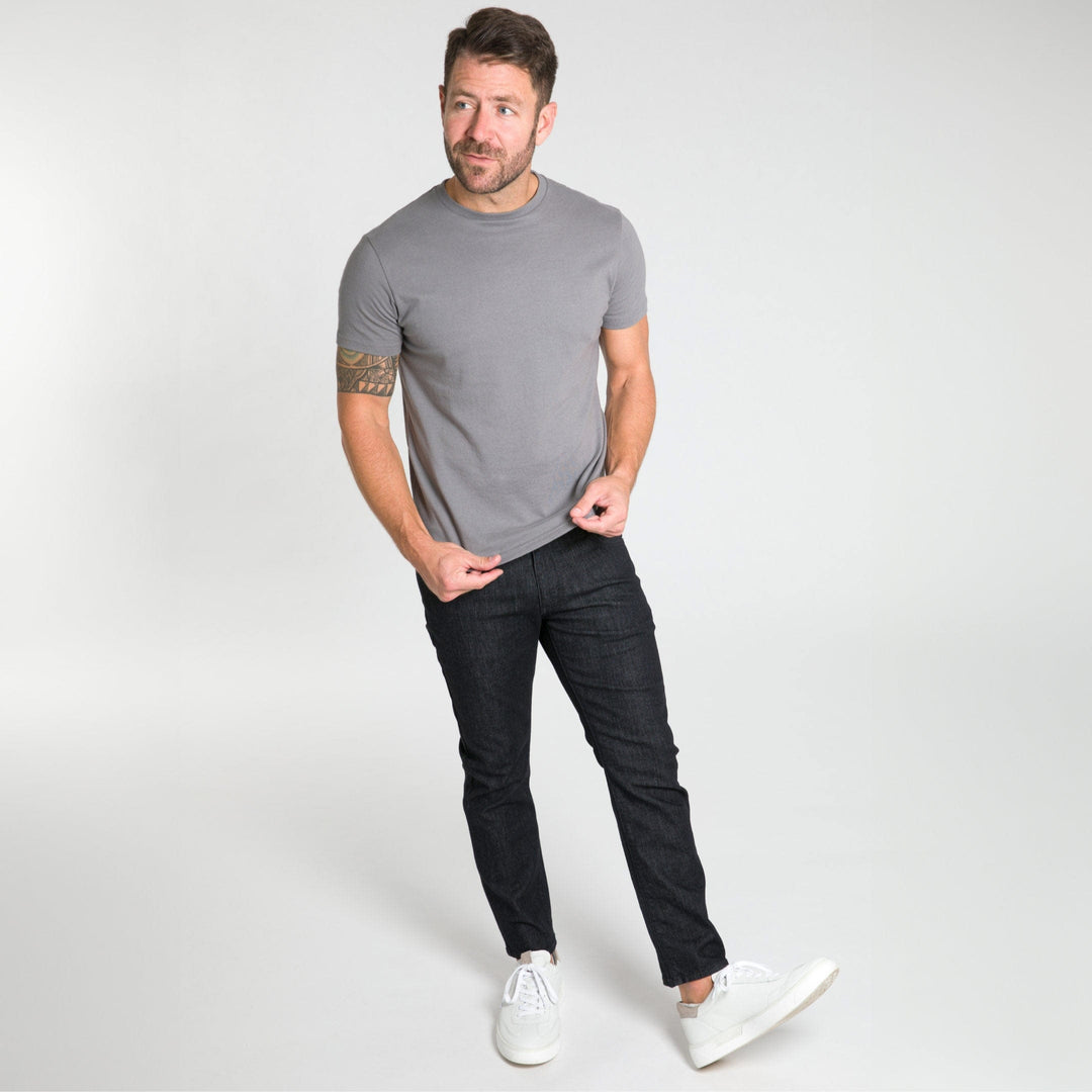 Ash & Erie Light Grey Crew Neck T-Shirt for Short Men   Short Sleeve Tee