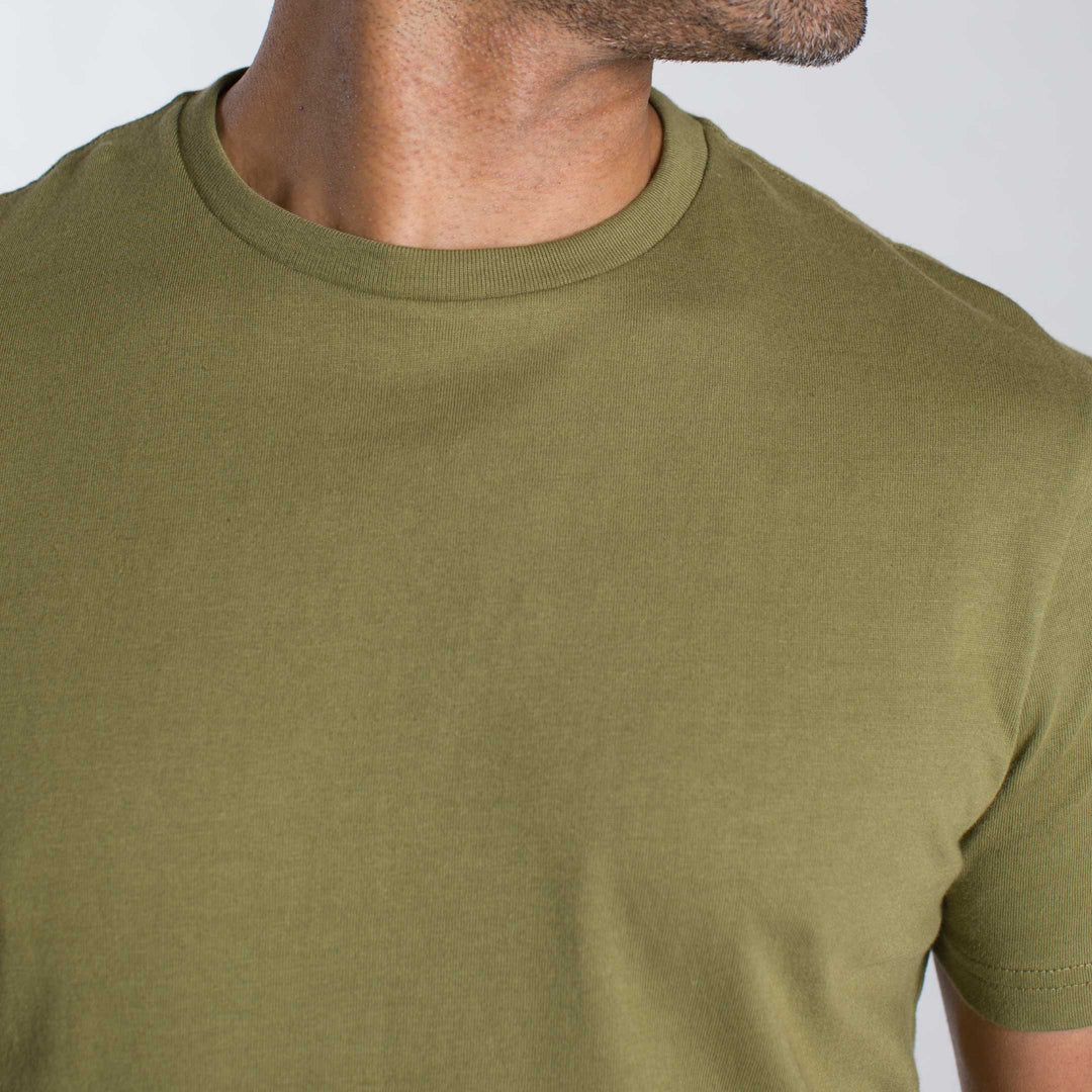 Ash & Erie Olive Crew Neck T-Shirt for Short Men   Short Sleeve Tee