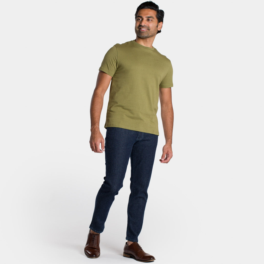 Ash & Erie Olive Crew Neck T-Shirt for Short Men   Short Sleeve Tee