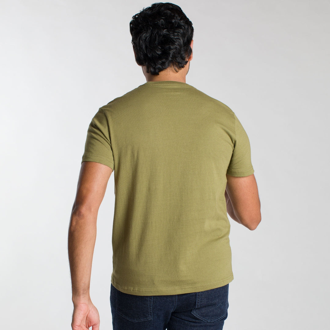 Ash & Erie Olive Crew Neck T-Shirt for Short Men   Short Sleeve Tee