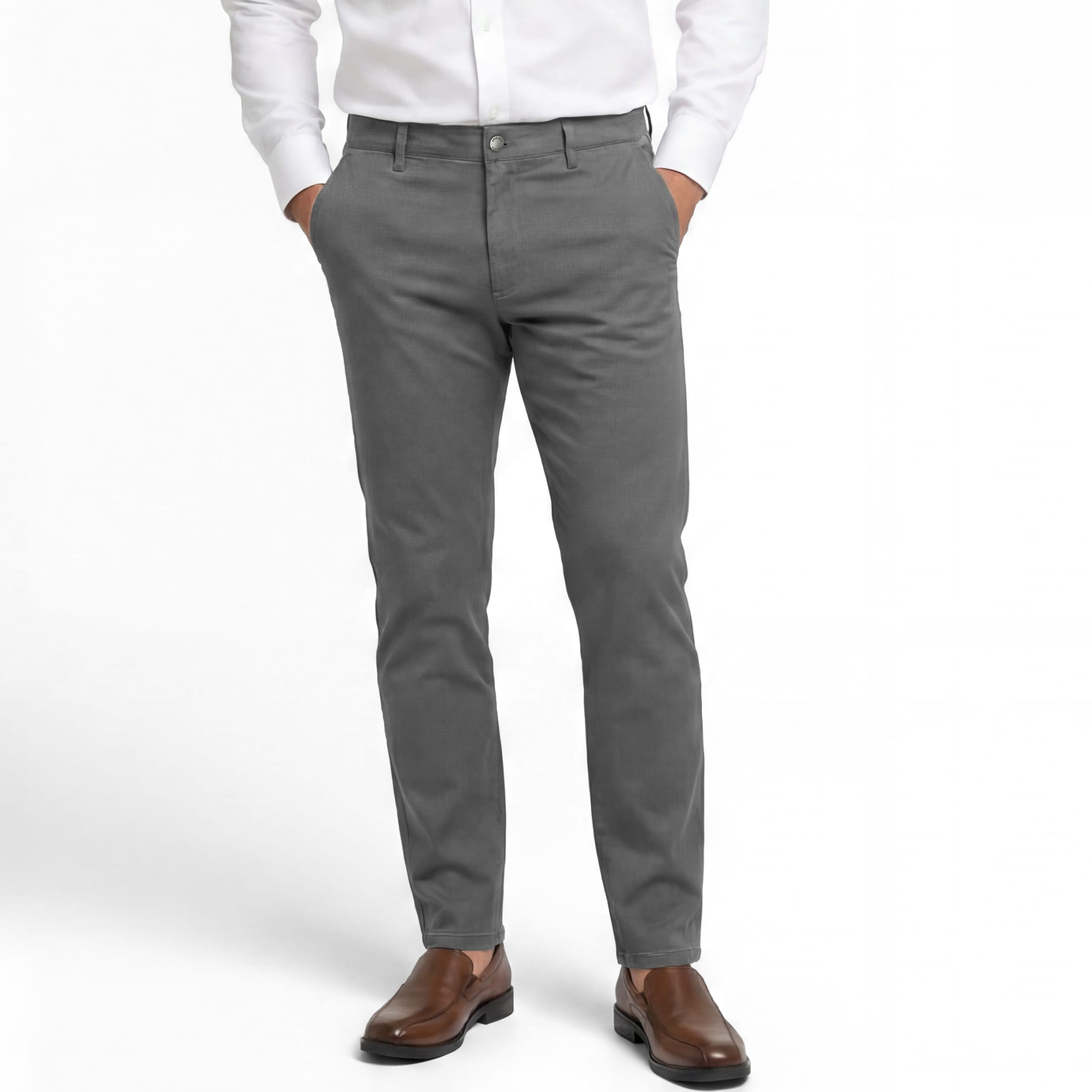 Ash & Erie Smoke Grey Lightweight Signature Chinos for Short Men