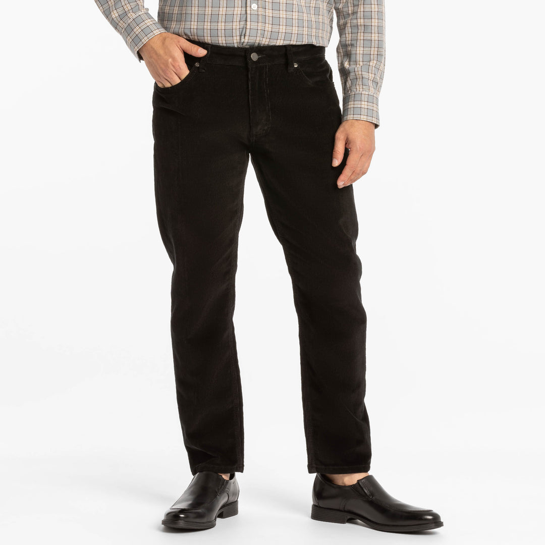 Ash & Erie Black Stretch Corduroy Pant for Short Men   Stretch Corduroy Pants