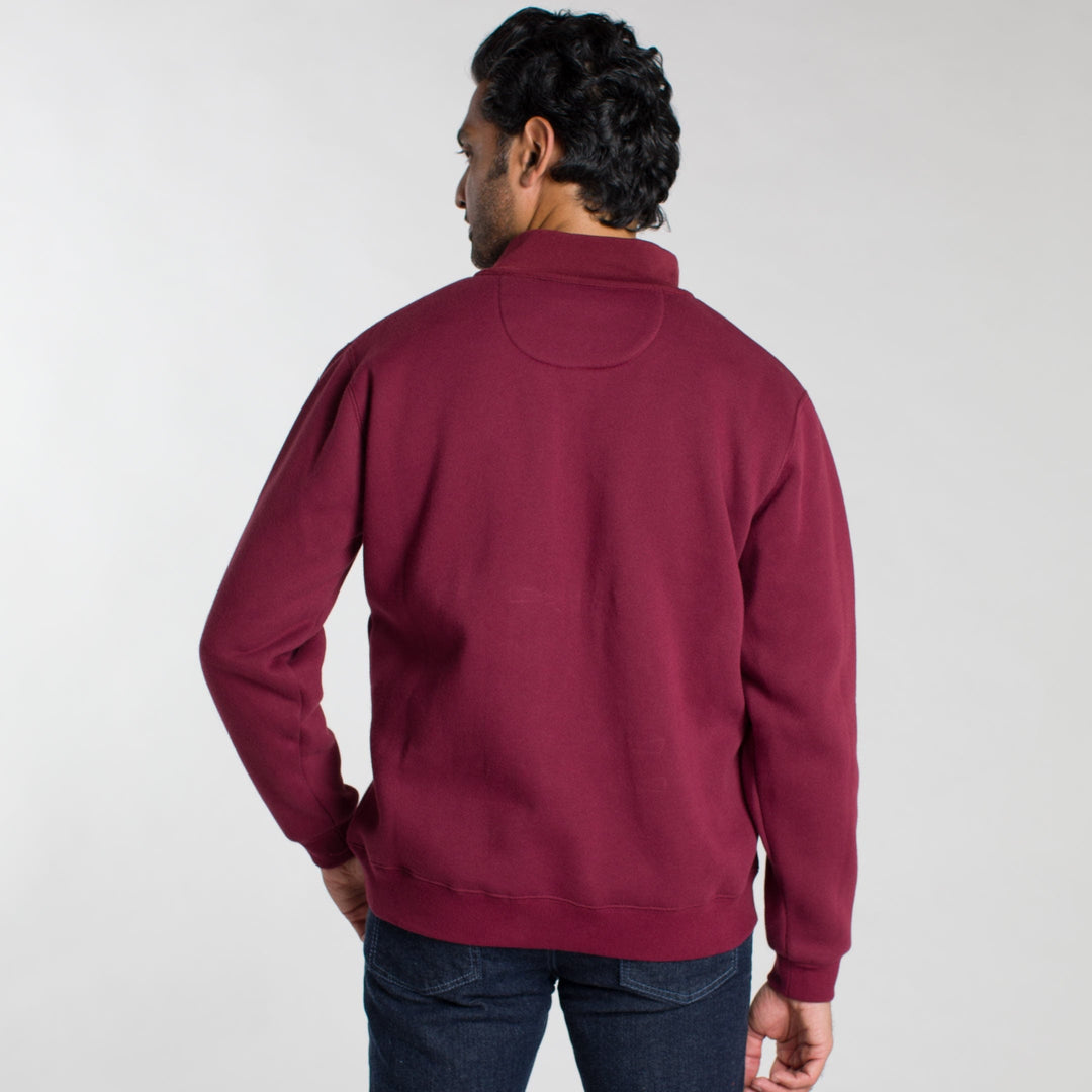 Ash & Erie Burgundy Quarter-Zip Sweatshirt for Short Men   Sweater