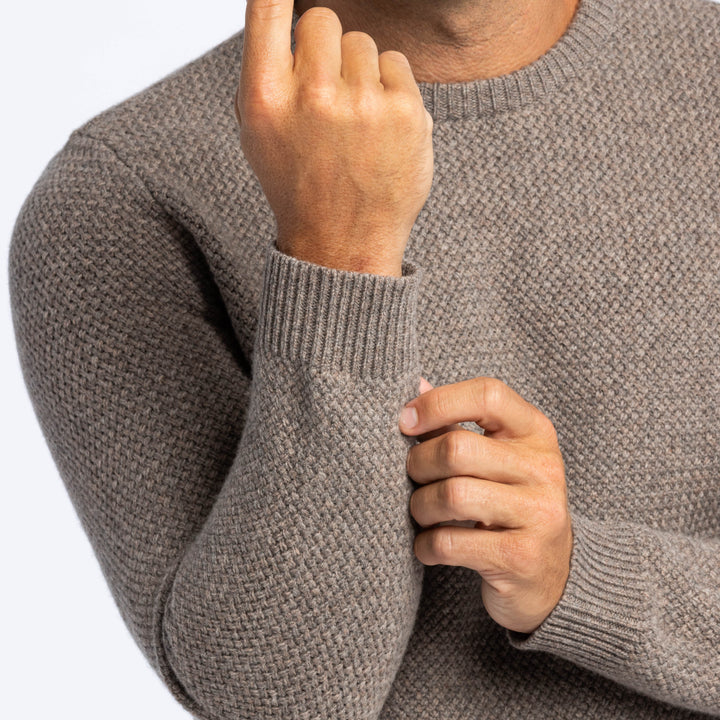Ash & Erie Indus Textured Cashmere Blend Crew Neck Sweater for Short Men   Sweater