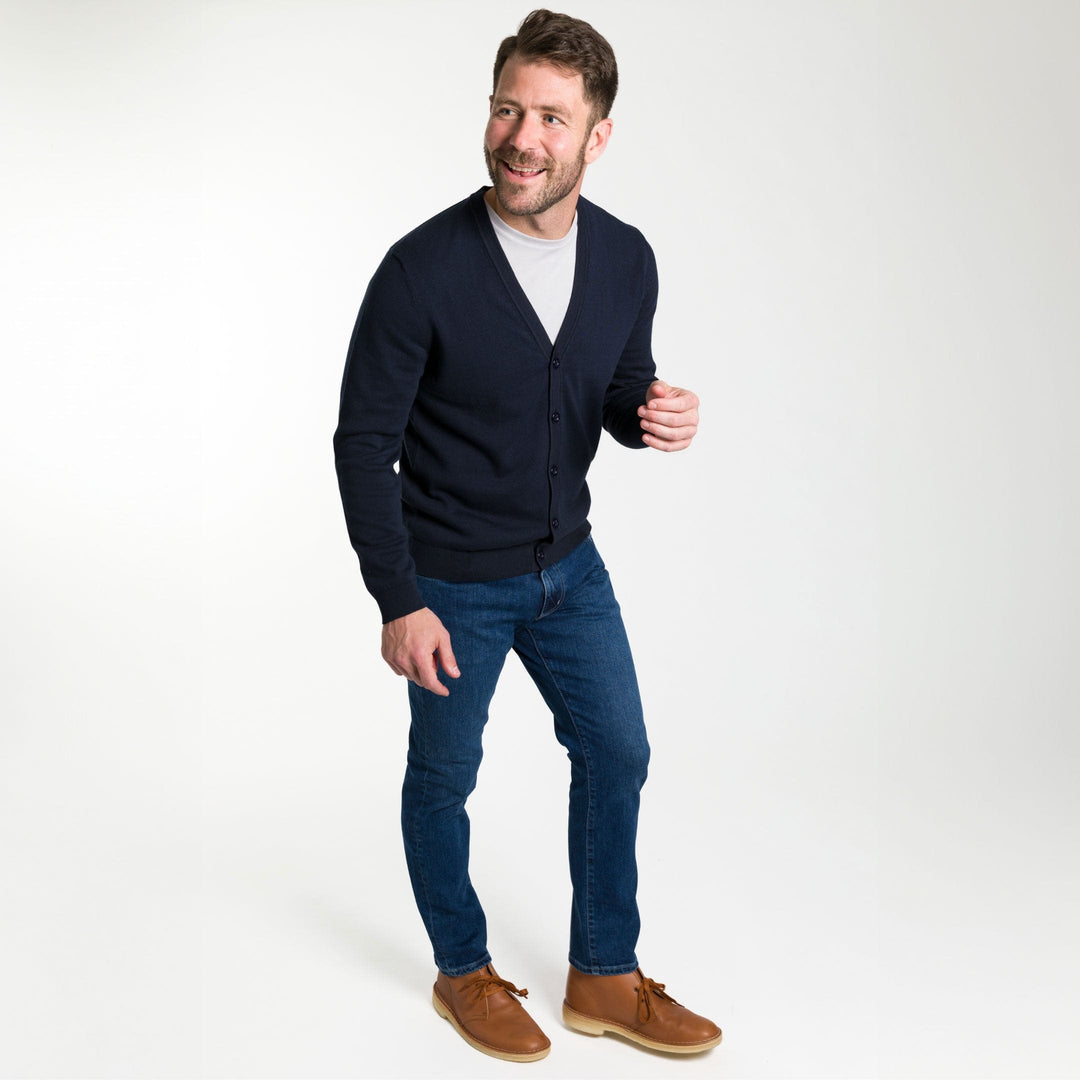 Ash & Erie Navy Cardigan Sweater for Short Men   Sweater