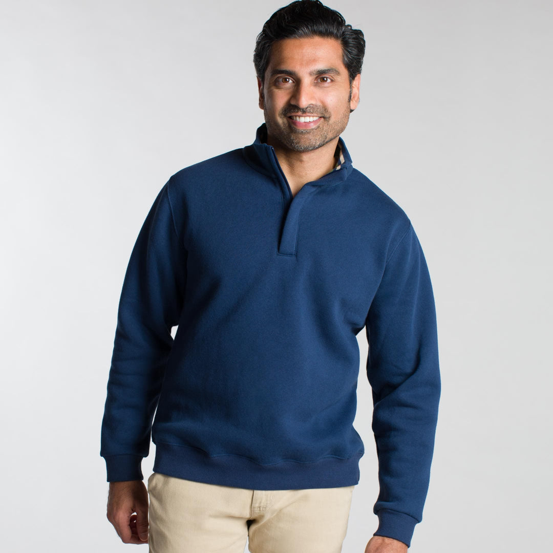 Ash & Erie Navy Quarter-Zip Sweatshirt for Short Men   Sweater