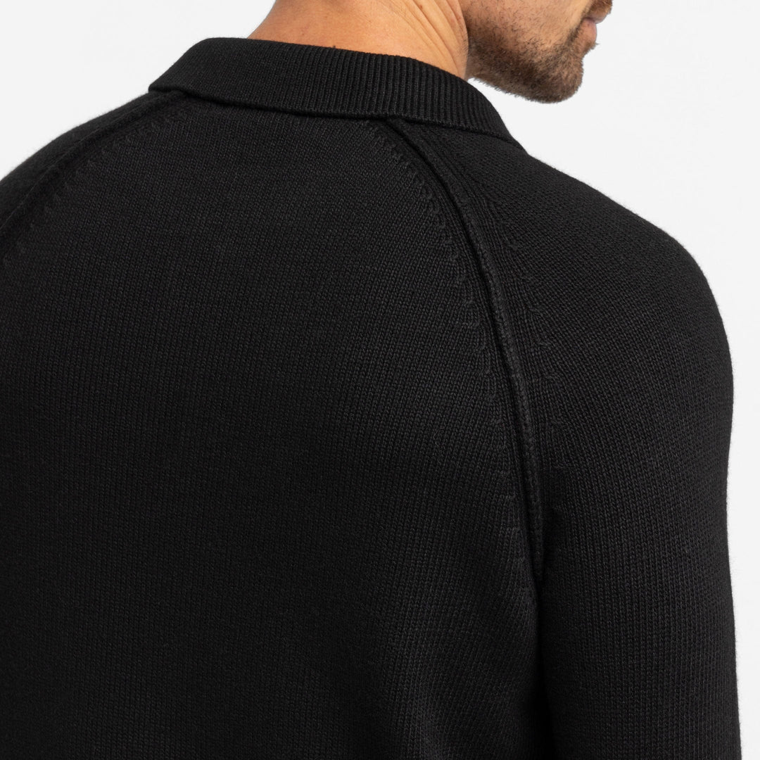 Black Sweater Polo for Short Men | Ash & Erie   Sweater Polo