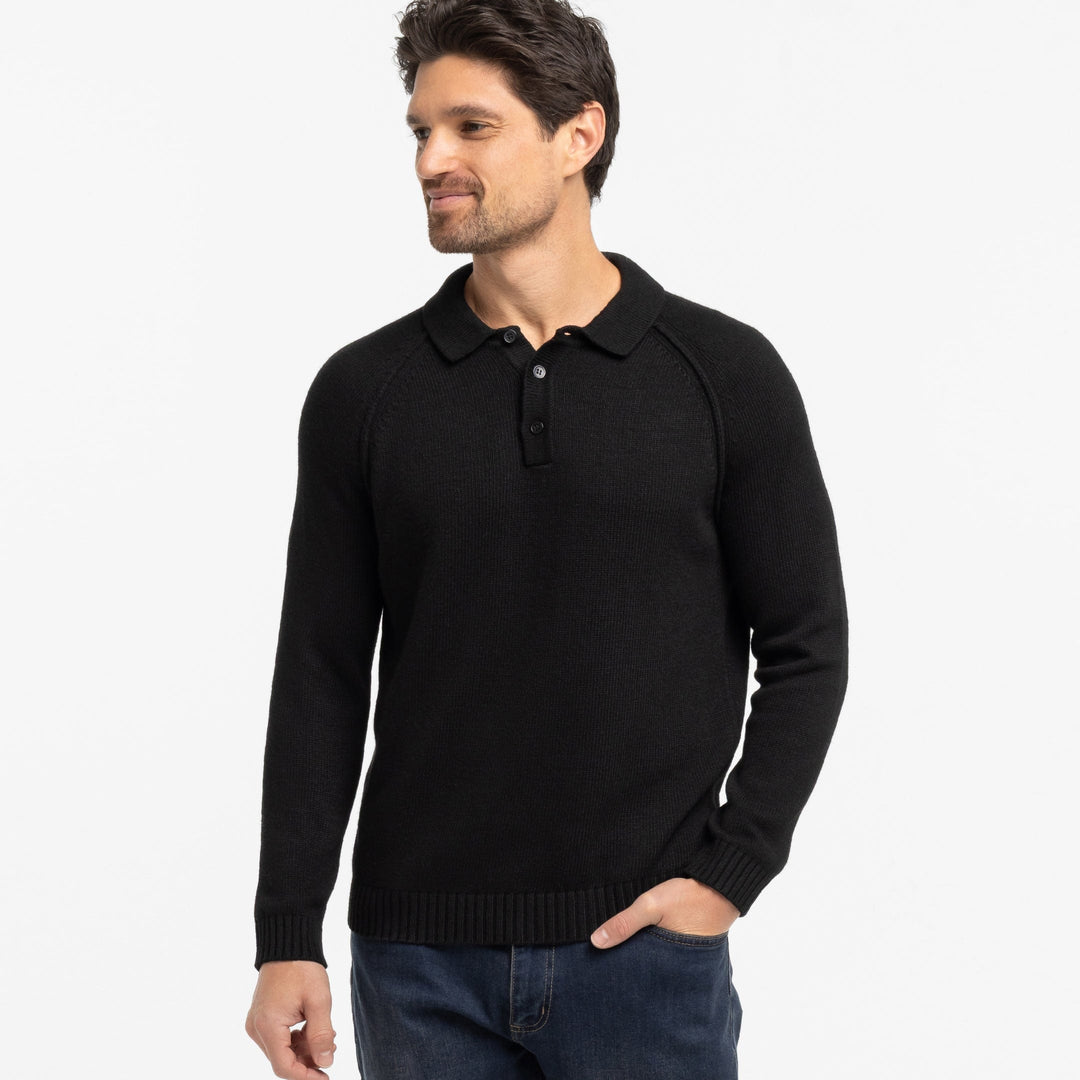 Black Sweater Polo for Short Men | Ash & Erie   Sweater Polo