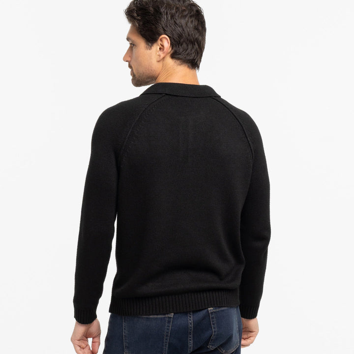 Black Sweater Polo for Short Men | Ash & Erie   Sweater Polo