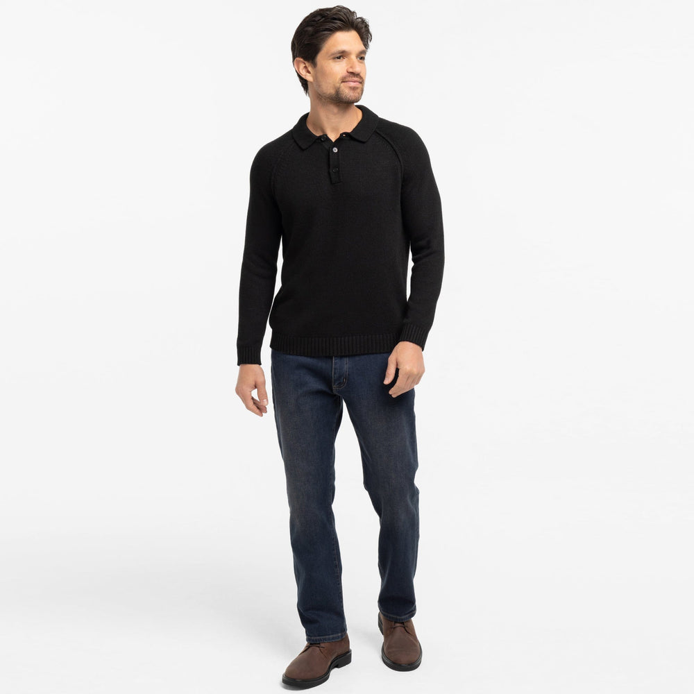 Black Sweater Polo for Short Men | Ash & Erie   Sweater Polo