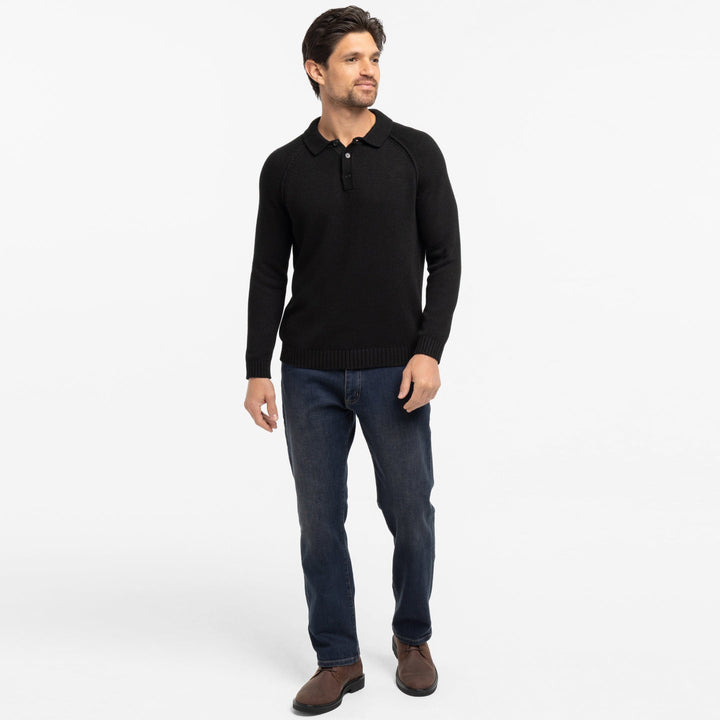 Black Sweater Polo for Short Men | Ash & Erie   Sweater Polo