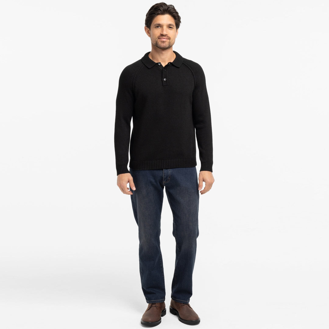 Black Sweater Polo for Short Men | Ash & Erie   Sweater Polo