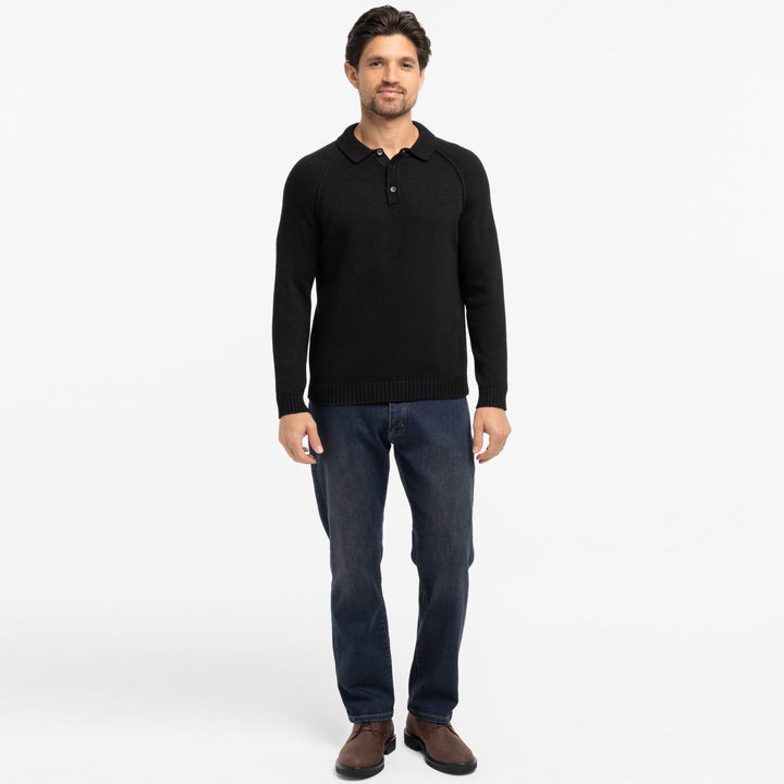 Black Sweater Polo for Short Men | Ash & Erie   Sweater Polo