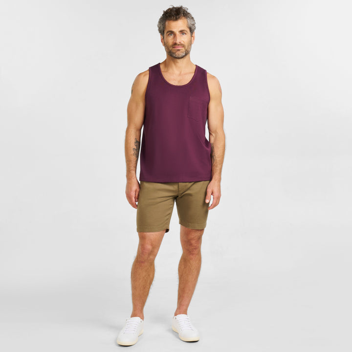 Ash & Erie Burgundy Micro Pique Tank Top for Short Men   Tank Top
