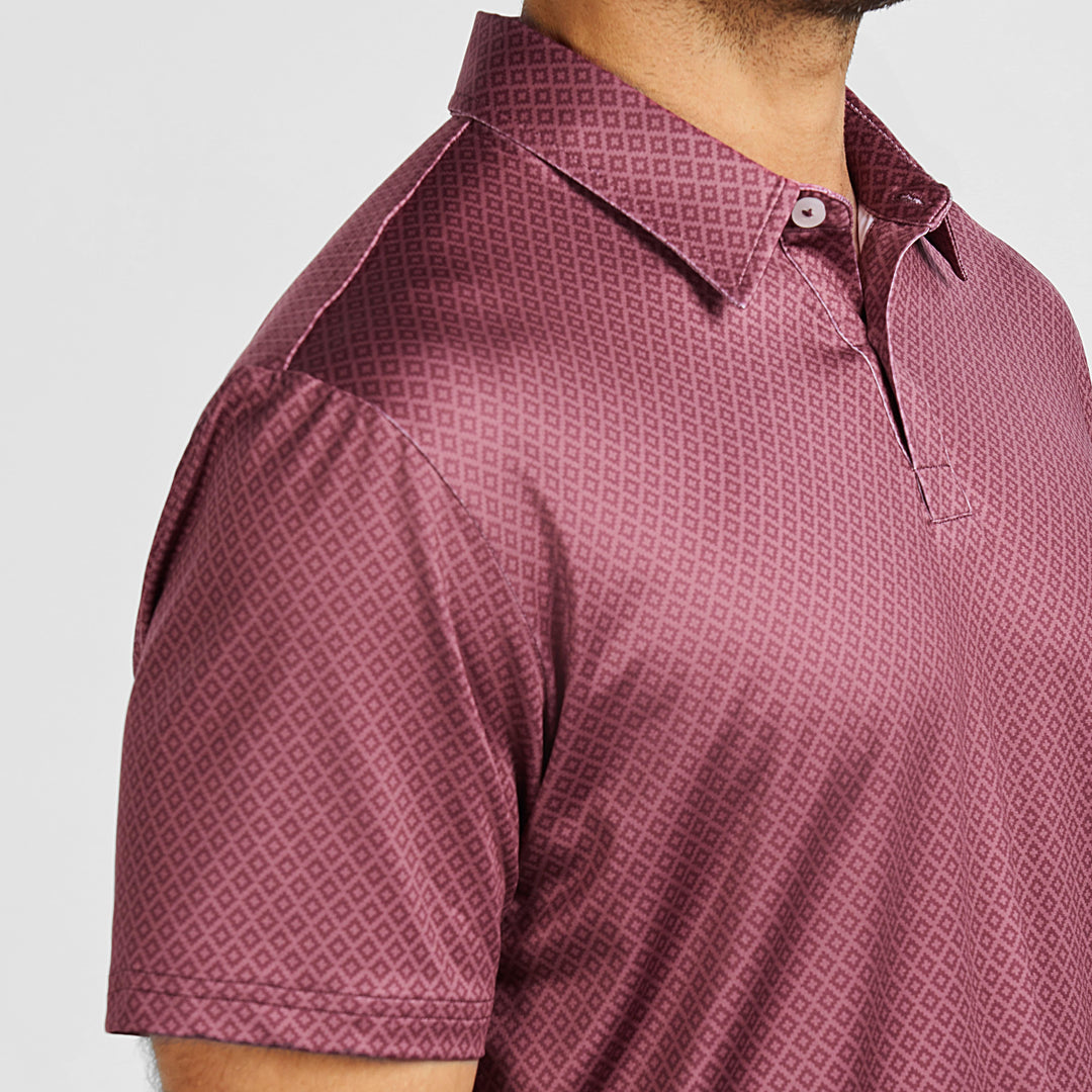 Ash & Erie Burgundy Links Tech Polo Shirt for Short Men   Tech Polo Shirt