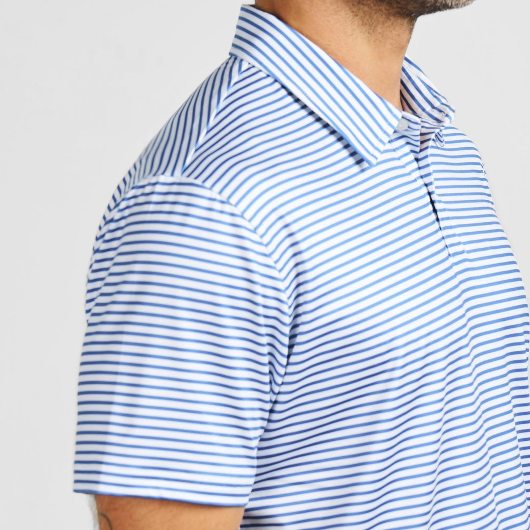 Ash & Erie Coastal Stripes Tech Polo Shirt for Short Men   Tech Polo Shirt