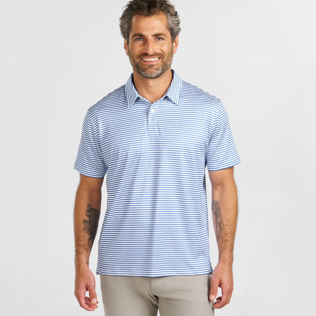 Ash & Erie Coastal Stripes Tech Polo Shirt for Short Men   Tech Polo Shirt