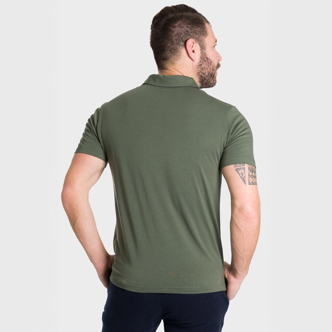 Ash & Erie Dark Green Tech Polo Shirt for Short Men   Tech Polo Shirt