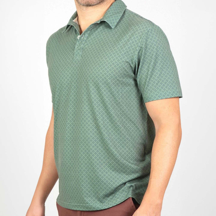 Ash & Erie Green Strikes Tech Polo Shirt for Short Men   Tech Polo Shirt