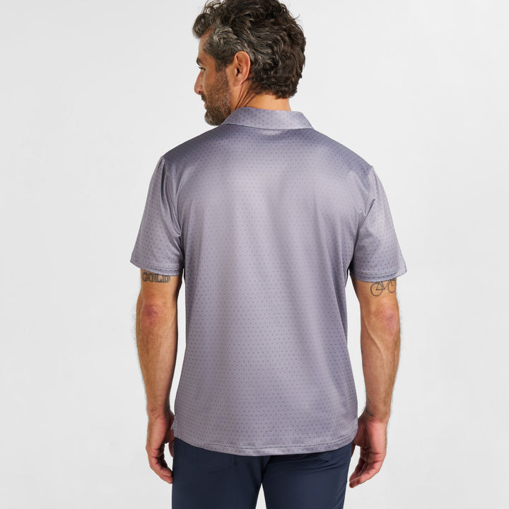 Ash & Erie Grey Dots Tech Polo Shirt for Short Men   Tech Polo Shirt