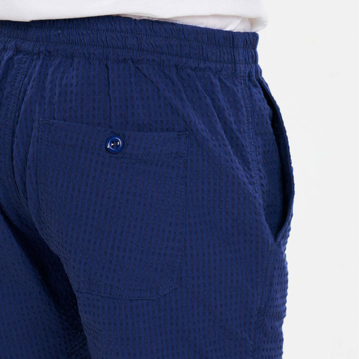 Ash & Erie Blue Seersucker Deck Shorts for Short Men   Walking Shorts