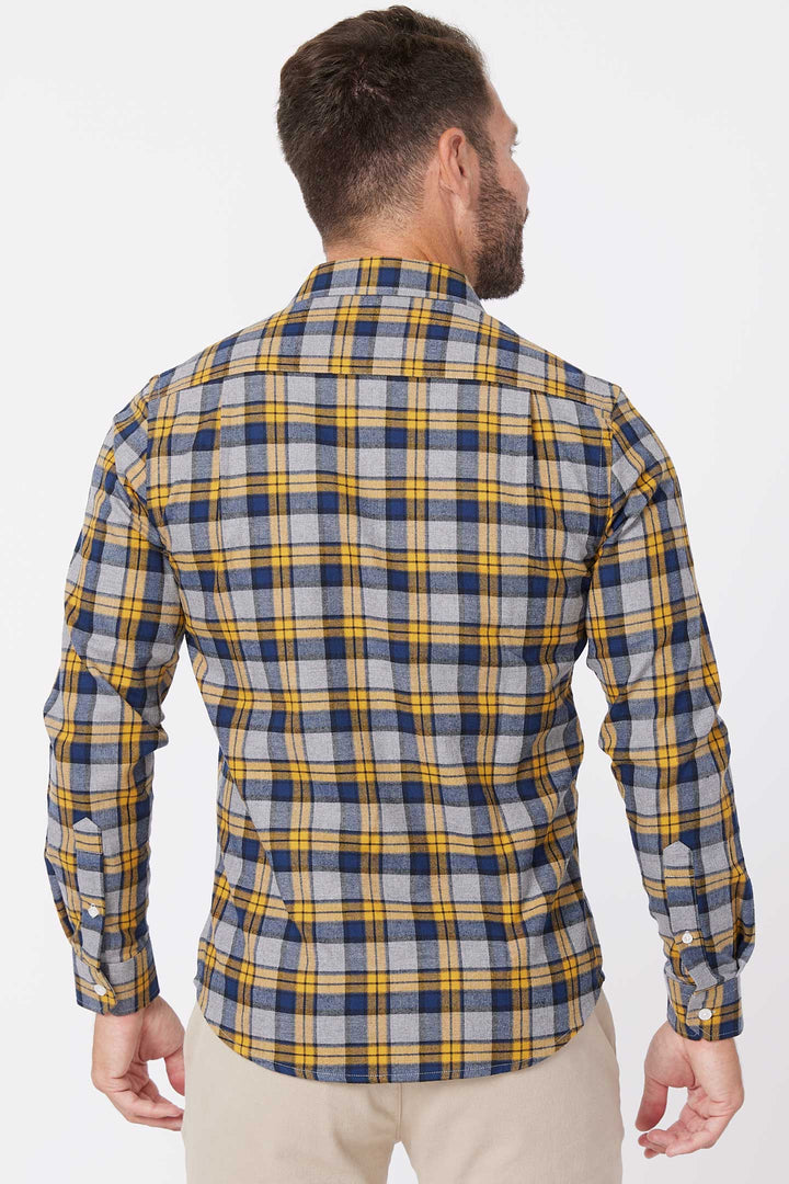 Buy Vintage Navy Flannel Button-Down Shirt for Short Men | Ash & Erie   Flannel Everyday Shirt