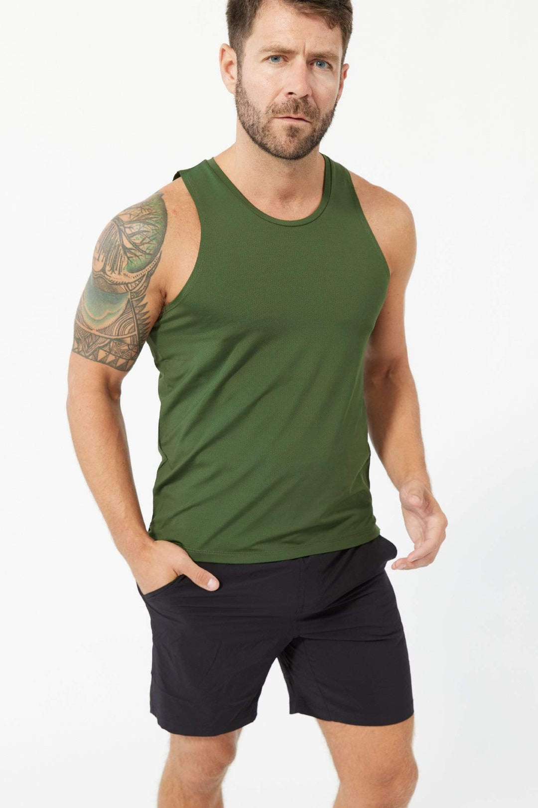 Buy Green Tech Tanks for Short Men | Ash & Erie   Tech Tanks