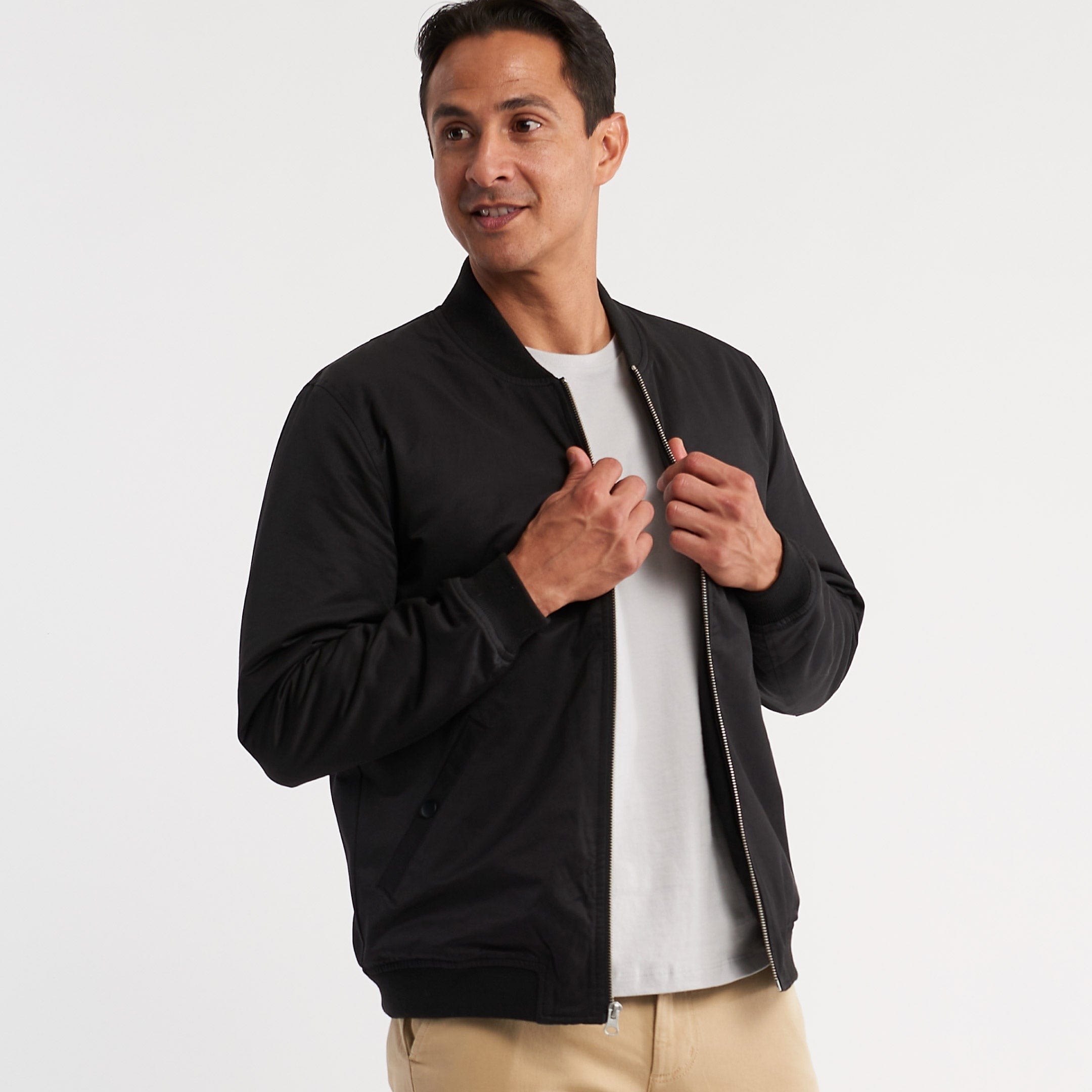 Ash Erie Black Bomber Jacket for Short Men