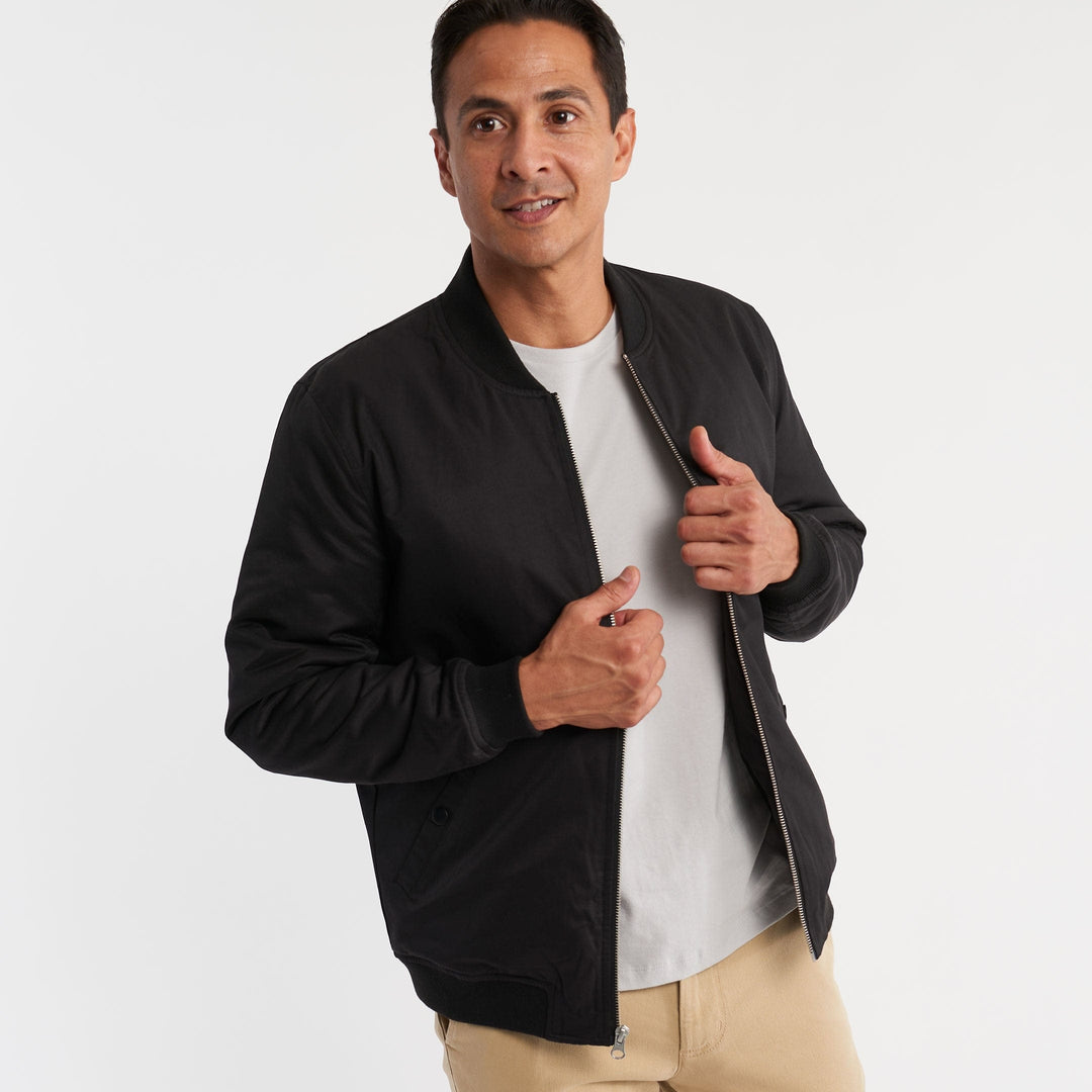 Ash & Erie Black Bomber Jacket for Short Men Ash & Erie Black Bomber Jacket for Short Men