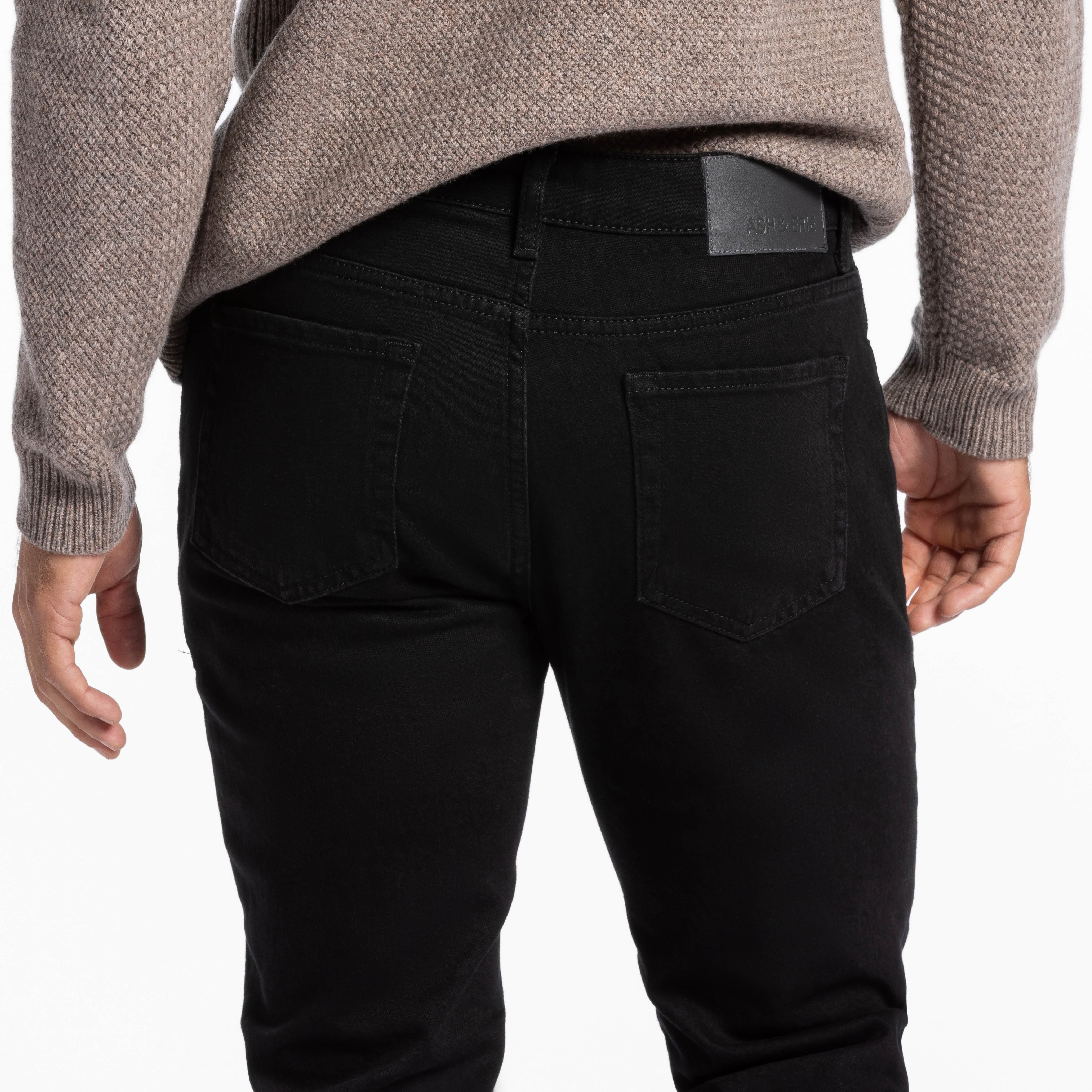 Ash & Erie Classic Black Bull Denim Jeans for Short Men Classic Black / 31 / 26