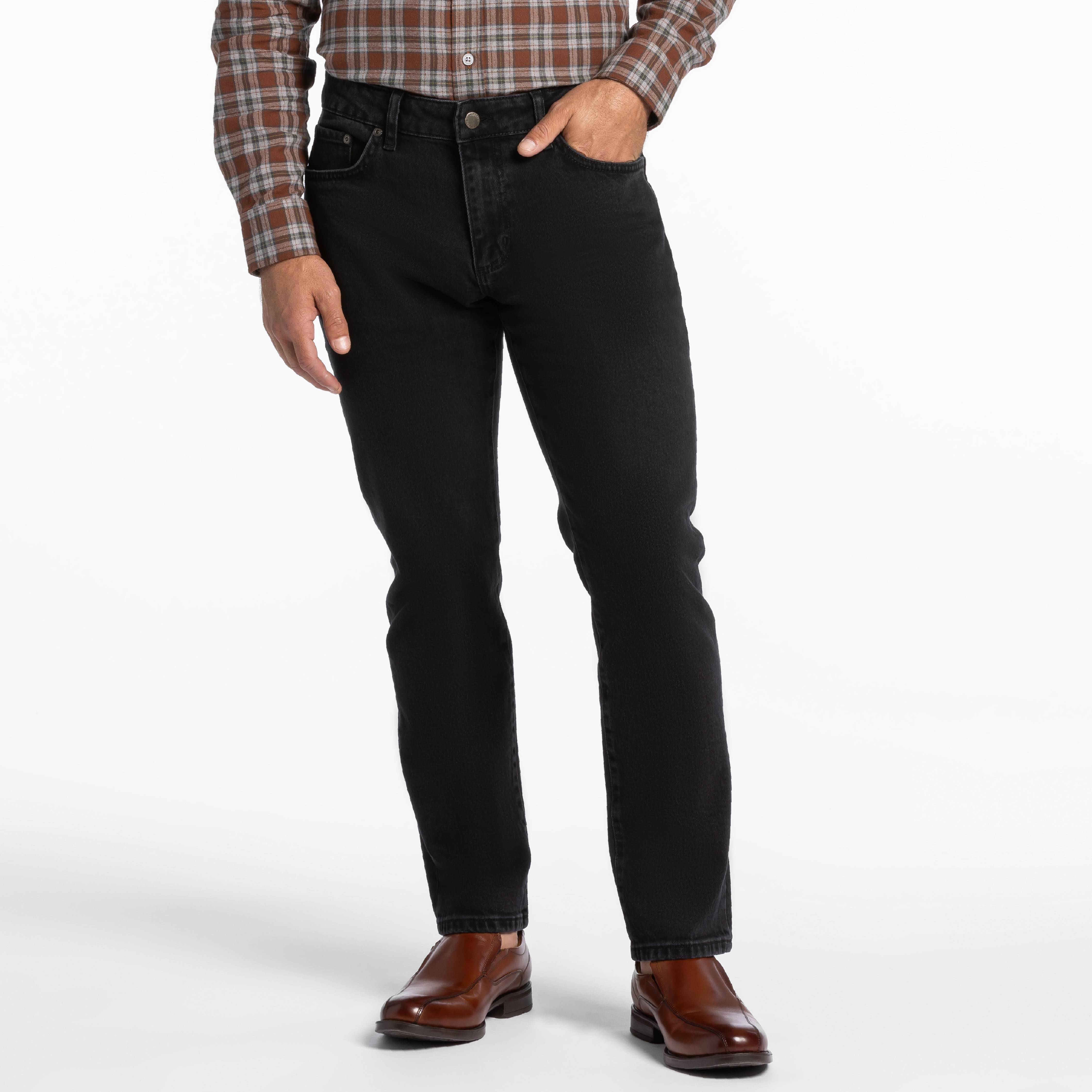 Ash & Erie Washed Black Bull Denim Jeans for Short Men