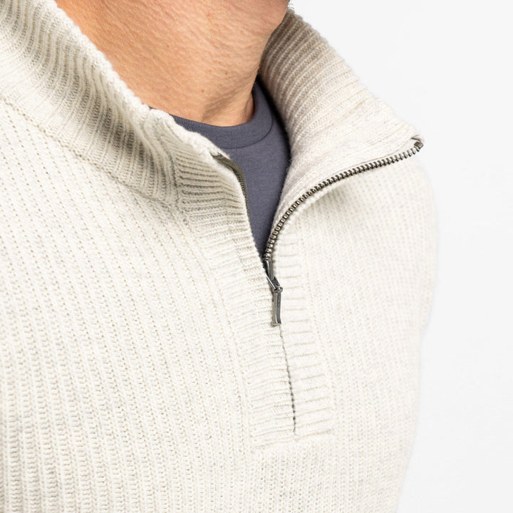 Ash & Erie Oat Cashmere Blend Quarter-Zip Sweater for Short Men   Cashmere Sweater