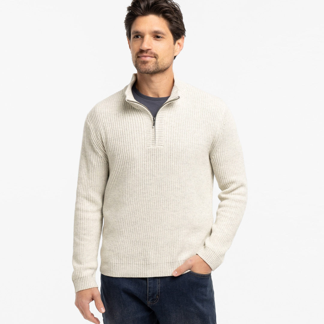 Ash & Erie Oat Cashmere Blend Quarter-Zip Sweater for Short Men   Cashmere Sweater